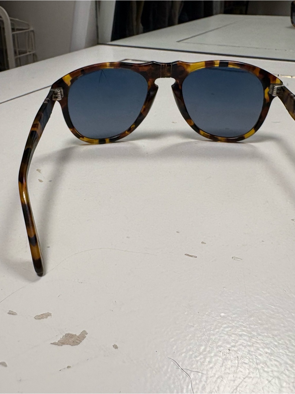 Persol Tortoiseshell Sunglasses with Blue Lenses - Men Grooming Accessory - Picture 4 of 8